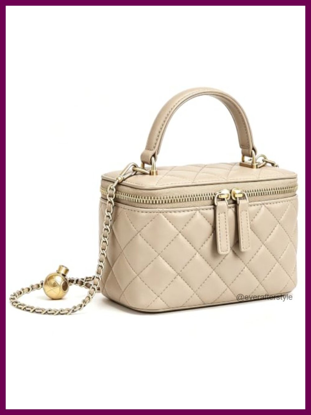 Vegan Leather Quilted Small Crossbody Bag with Chain Strap